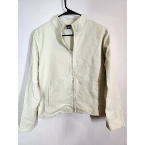 Eileen Fisher light green zip up cotton blend sweater Petite M